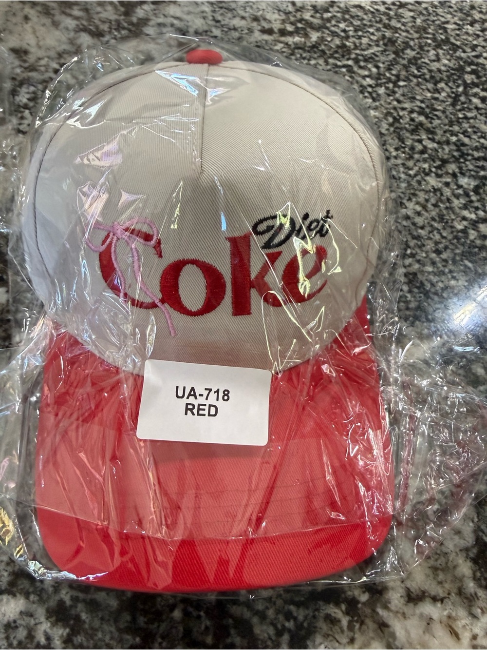 Diet Coke Embroidered Two-Tone Baseball Cap - Red & Cream